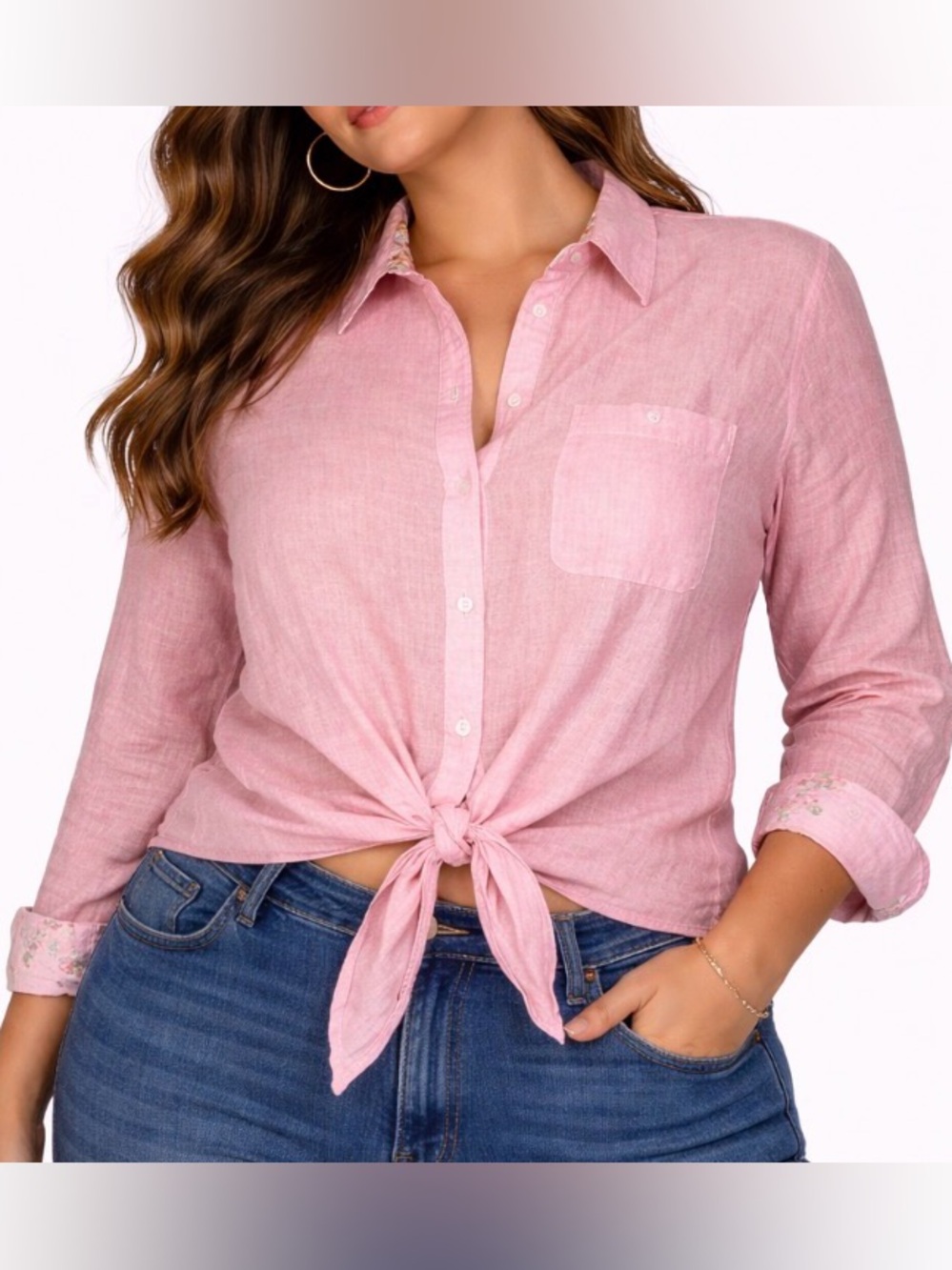 Sandra Ingrish Red/white striped button up button down knot tie blouse SZ M